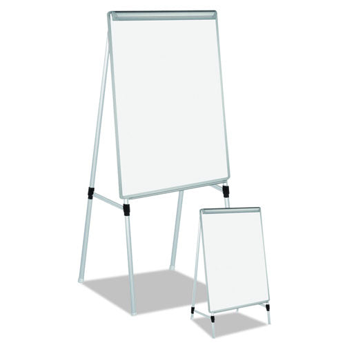 Image of MasterVision® Silver Easy Clean Dry Erase Quad-Pod Presentation Easel, 28" x 39.5", White Surface, Black/Satin Aluminum Frame
