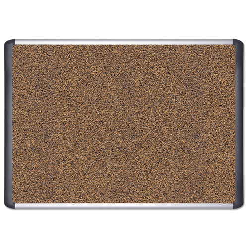 Image of MasterVision® Tech Cork Board, 36" x 24", Tan Surface, Silver/Black Aluminum Frame