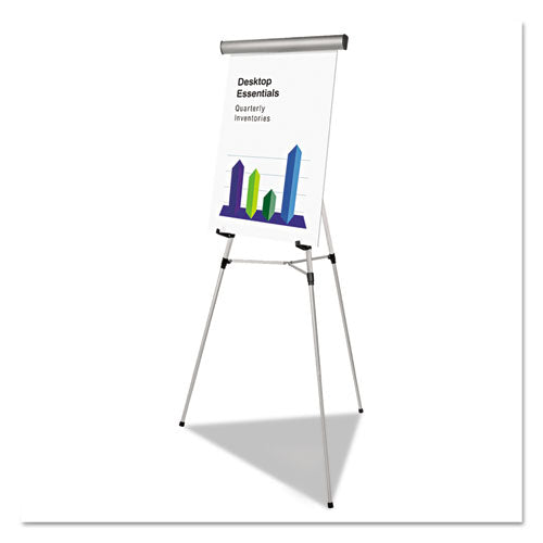 Image of MasterVision® Telescoping Tripod Display Easel, Adjusts 35" To 64" High, Metal, Silver