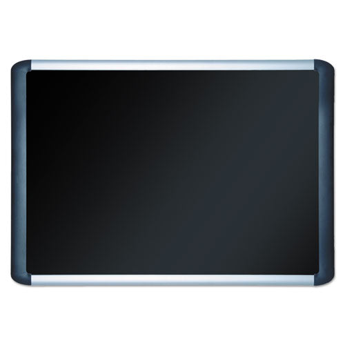 Image of MasterVision® Soft-touch Bulletin Board, 48" x 36", Black Surface, Black/Satin Aluminum Frame