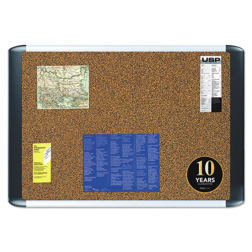 Image of MasterVision® Tech Cork Board, 72" x 48", Tan Surface, Silver/Black Aluminum Frame