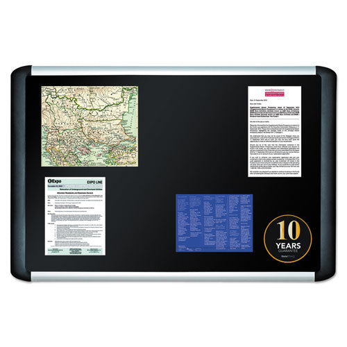 Image of MasterVision® Soft-touch Bulletin Board, 48" x 36", Black Surface, Black/Satin Aluminum Frame