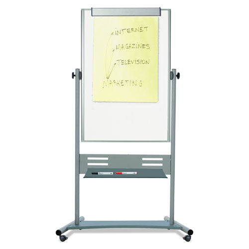 Image of MasterVision® Revolver Easel, Vertical Orientation, 35.4" x 47.2", White Surface, Satin Aluminum Frame