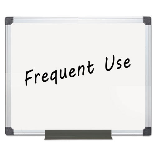 Image of MasterVision® Value Lacquered Steel Magnetic Dry Erase Board, 24" x 36", White Surface, Satin Aluminum Frame