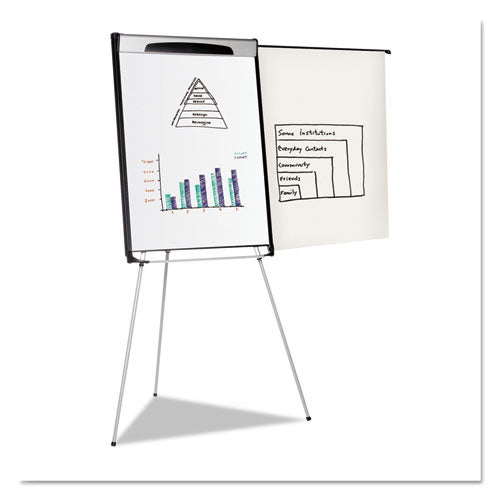 Image of MasterVision® Tripod Extension Bar Magnetic Gold Ultra Dry Erase Easel, 29" x 41", White Surface, Black/Satin Aluminum Frame
