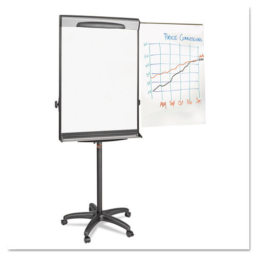 Image of MasterVision® Tripod Extension Bar Magnetic Gold Ultra Dry Erase Easel, 30" x 36", White Surface, Black/Satin Aluminum Frame
