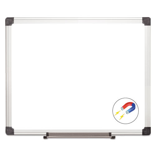 Image of MasterVision® Value Lacquered Steel Magnetic Dry Erase Board, 24" x 36", White Surface, Satin Aluminum Frame