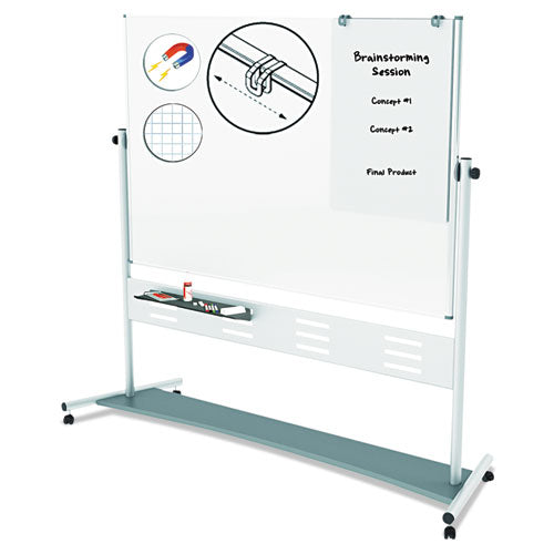 Image of MasterVision® Revolver Easel, Horizontal Orientation, 70.8" x 47.2", White Surface, Satin Aluminum Frame