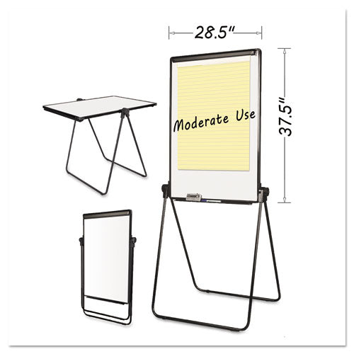 Image of MasterVision® Folds-to-a-Table Melamine Easel, 28.5" x 37.5", White Surface, Black Steel Frame