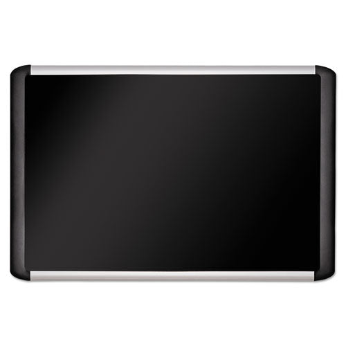 Image of MasterVision® Soft-touch Bulletin Board, 36" x 24", Black Surface, Black/Satin Aluminum Frame
