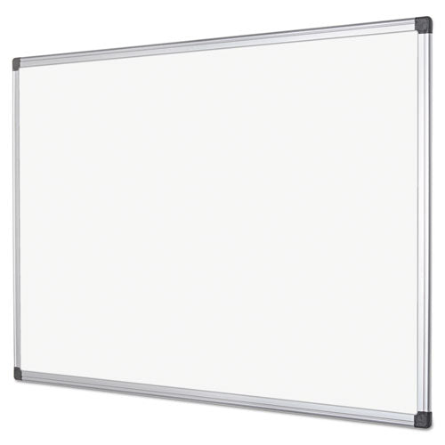 Image of MasterVision® Value Lacquered Steel Magnetic Dry Erase Board, 72" x 48", White Surface, Satin Aluminum Frame