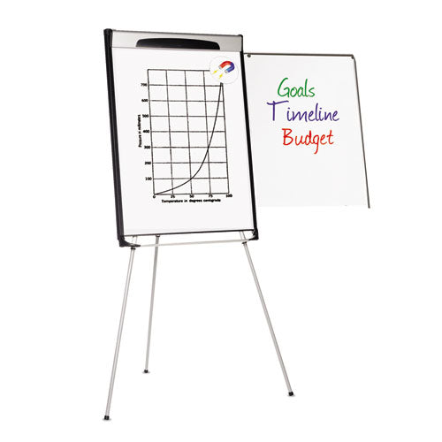 Image of MasterVision® Tripod Extension Bar Magnetic Gold Ultra Dry Erase Easel, 29" x 41", White Surface, Black/Satin Aluminum Frame