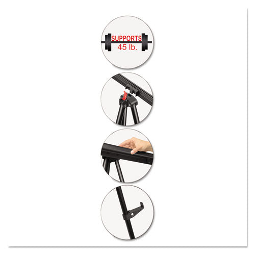 Image of MasterVision® Telescoping Tripod Display Easel, Adjusts 38" To 69" High, Metal, Black