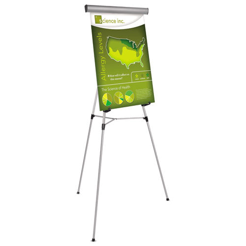 Image of MasterVision® Telescoping Tripod Display Easel, Adjusts 38" To 69" High, Metal, Silver