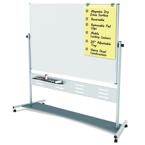 Image of MasterVision® Revolver Easel, Horizontal Orientation, 70.8" x 47.2", White Surface, Satin Aluminum Frame