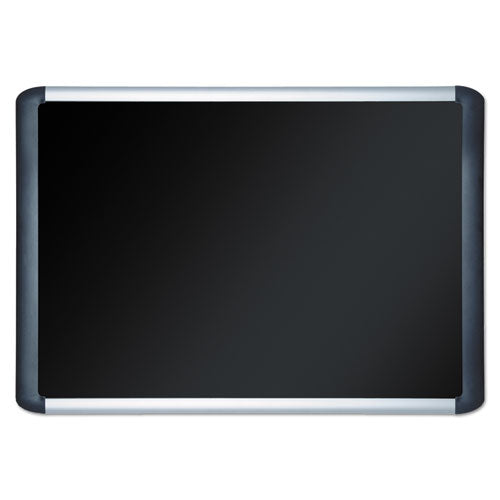 Image of MasterVision® Soft-touch Bulletin Board, 36" x 24", Black Surface, Black/Satin Aluminum Frame