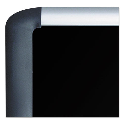 Image of MasterVision® Soft-touch Bulletin Board, 48" x 36", Black Surface, Black/Satin Aluminum Frame
