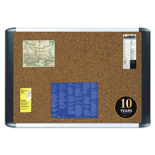 Image of MasterVision® Tech Cork Board, 36" x 24", Tan Surface, Silver/Black Aluminum Frame