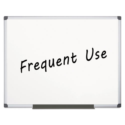 Image of MasterVision® Value Lacquered Steel Magnetic Dry Erase Board, 72" x 48", White Surface, Satin Aluminum Frame