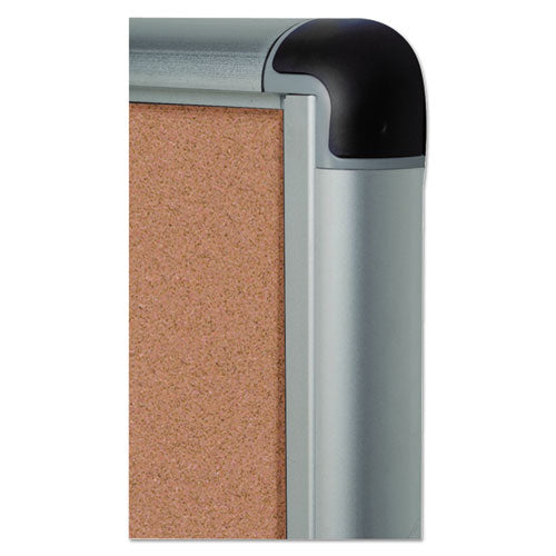 Image of MasterVision® Slim-Line Enclosed Cork Bulletin Board with One Door, 28" x 38", Tan Surface, Satin Aluminum Frame