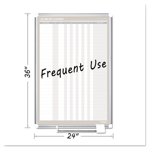 Image of MasterVision® In-Out Magnetic Dry Erase Board, 30-Person Tracking, 24" x 36", White Surface, Satin Aluminum Frame