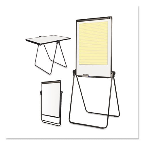 Image of MasterVision® Folds-to-a-Table Melamine Easel, 28.5" x 37.5", White Surface, Black Steel Frame