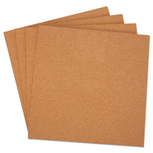 Image of Universal® Cork Tile Panels, Classic Synthetic Cork Surface, 12" x 0.38" x 12", Brown, 4/Pack