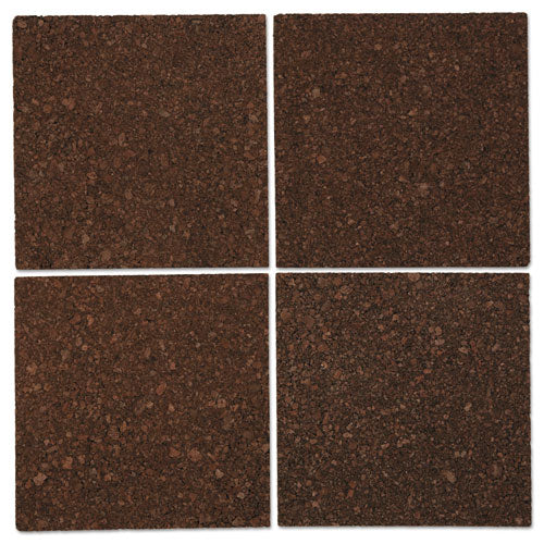 Image of Universal® Cork Tile Panels, Authentic Natural Cork Surface, 12" x 0.38" x 12", Dark Brown, 4/Pack