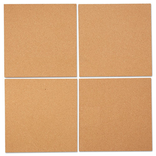 Image of Universal® Cork Tile Panels, Classic Synthetic Cork Surface, 12" x 0.38" x 12", Brown, 4/Pack
