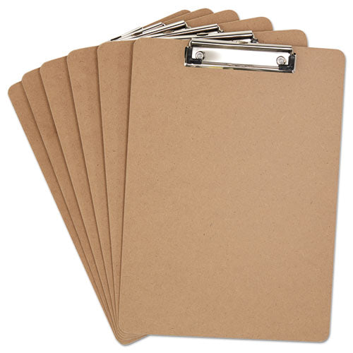Image of Universal® Hardboard Clipboard with Low-Profile Clip, 0.5" Clip Capacity, Holds 8.5 x 11 Sheets, Brown, 6/Pack