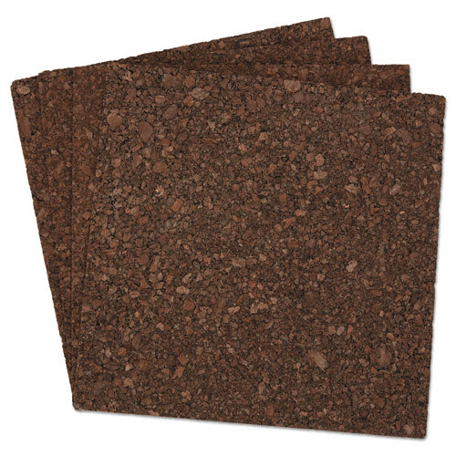 Image of Universal® Cork Tile Panels, Authentic Natural Cork Surface, 12" x 0.38" x 12", Dark Brown, 4/Pack