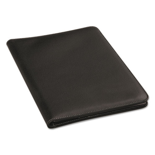 Image of Universal® Leather-Look Pad Folio, Inside Flap Pocket W/card Holder, Black