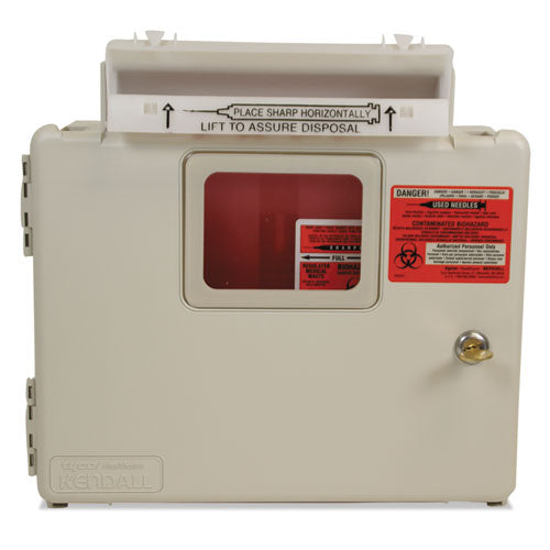 Image of Covidien In-Room Locking Wall Mount Sharps Container Cabinet System, 5 qt, ABS Plastic, Beige