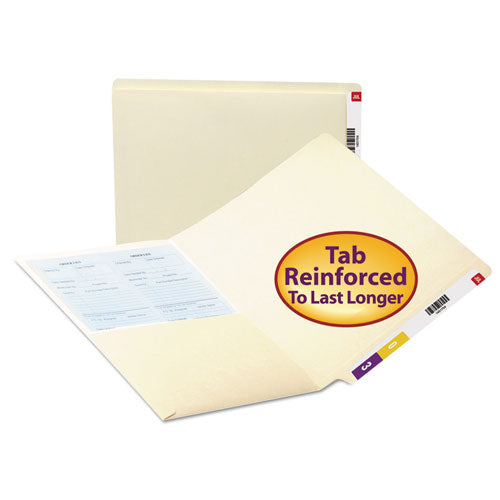 Image of Smead Heavyweight Manila End Tab Pocket Folders, Interior Front Panel Pocket, Straight Tabs, Letter Size, 11-pt Manila, 50/Box