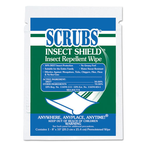 Image of SCRUBS® Insect Shield Insect Repellent Wipes, 8 x 10, Floral, 100/Carton