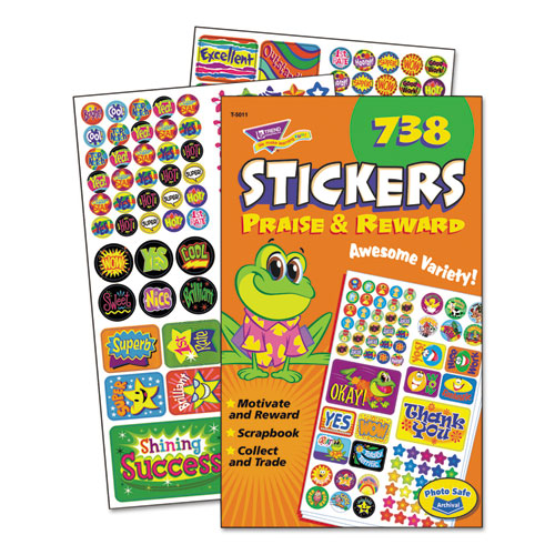 Image of TREND® Sticker Assortment Pack, Frogs, Starts, Thank You!, Assorted Colors, 738/pad