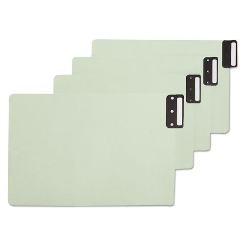 Image of Smead 100% Recycled End Tab Pressboard Guides With Metal Tabs, 1/3-Cut End Tab, Blank, 8.5 X 14, Green, 50/box