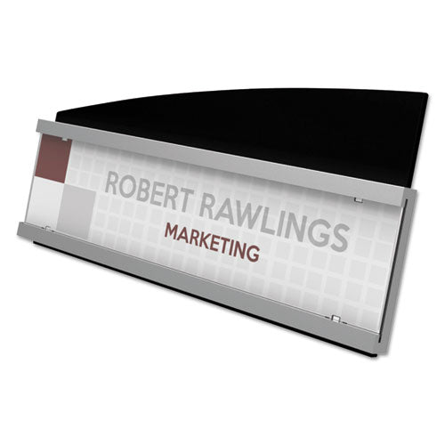 Image of deflecto® Interior Image Anti-Glare Sign Holder, Landscape, 8.5" x 2" Insert, Black/Silver