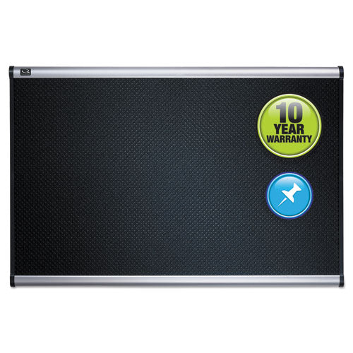 Image of Quartet® Prestige Black Embossed Foam Bulletin Board, 48" x 36", Black Surface, Silver Aluminum/Plastic Frame