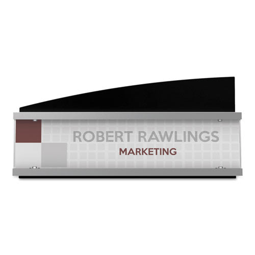 Image of deflecto® Interior Image Anti-Glare Sign Holder, Landscape, 8.5" x 2" Insert, Black/Silver