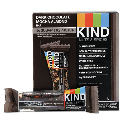 Image of KIND Nuts And Spices Bar, Dark Chocolate Mocha Almond, 1.4 Oz Bar, 12/box