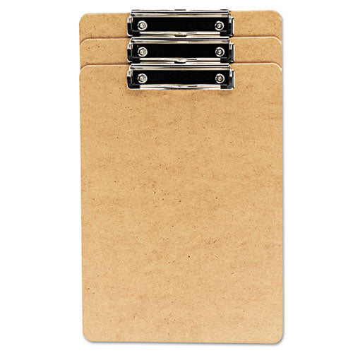Image of Universal® Hardboard Clipboard with Low-Profile Clip, 0.5" Clip Capacity, Holds 8.5 x 14 Sheets, Brown, 3/Pack