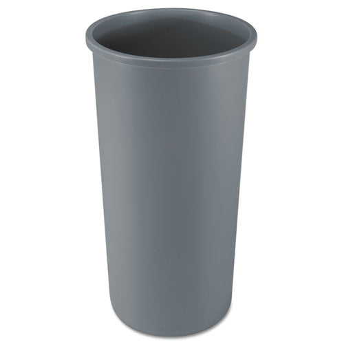 Image of Rubbermaid® Commercial Untouchable Large Plastic Round Waste Receptacle, 22 gal, Plastic, Gray