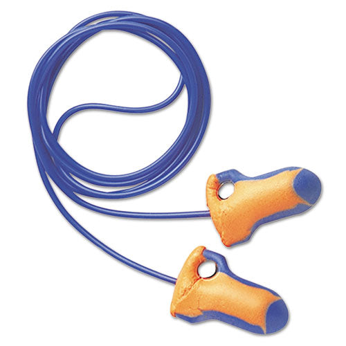Image of Howard Leight® by Honeywell Lt-30 Laser Trak Single-Use Earplugs, Corded, 32nrr, Orange/blue, 100 Pairs