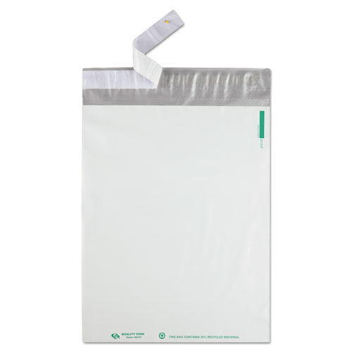 Image of Quality Park Redi-Strip Poly Mailer, #4, Square Flap with Perforated Strip, Redi-Strip Adhesive Closure, 10 x 13, White, 100/Pack