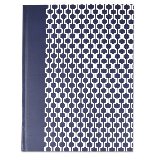 Image of Universal® Casebound Hardcover Notebook, 1-Subject, Wide/Legal Rule, Dark Blue/White Cover, (150) 10.25 x 7.63 Sheets