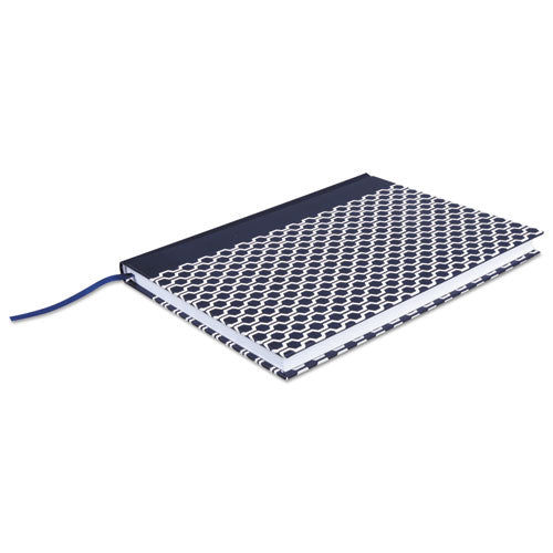 Image of Universal® Casebound Hardcover Notebook, 1-Subject, Wide/Legal Rule, Dark Blue/White Cover, (150) 10.25 x 7.63 Sheets