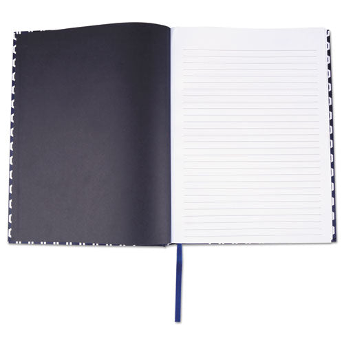 Image of Universal® Casebound Hardcover Notebook, 1-Subject, Wide/Legal Rule, Dark Blue/White Cover, (150) 10.25 x 7.63 Sheets