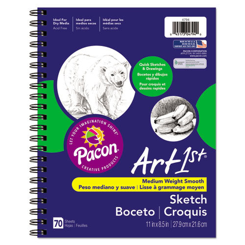 Image of Pacon® Art1st Sketch Diary, 60 lb Text Paper Stock, Blue Cover, (70) 11 x 8.5 Sheets