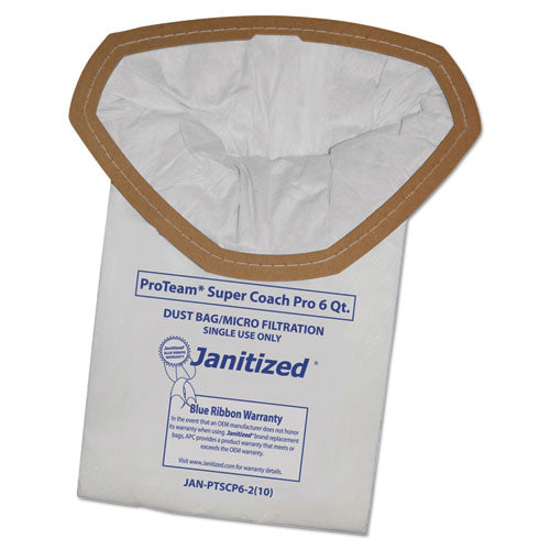 Image of Janitized® Vacuum Filter Bags Designed to Fit ProTeam Super Coach Pro 6/GoFree Pro, 100/Carton